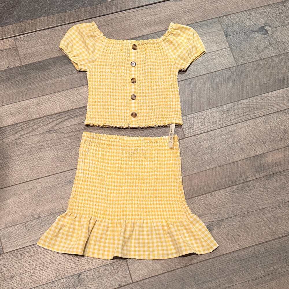 Amy Byer Yellow Gingham Kids Matching Set